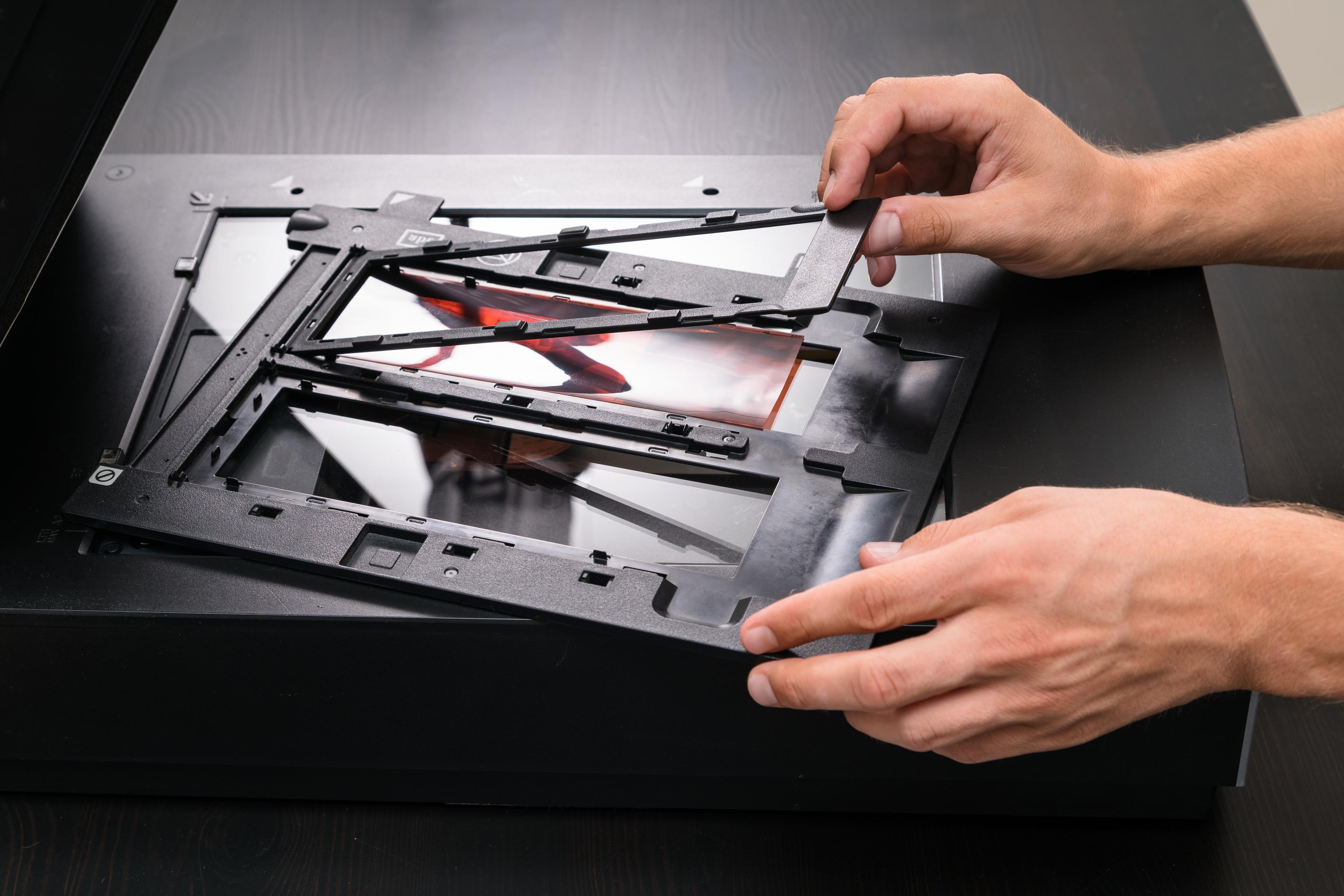 Professional team handling photos with care