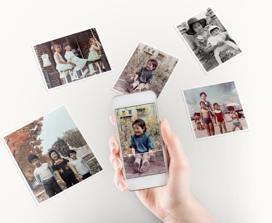 Stack of photos being preserved in secure cloud storage